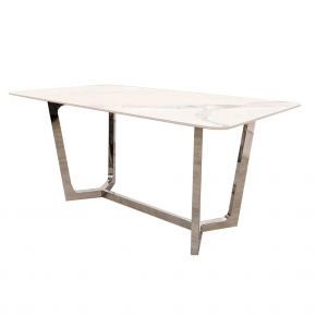 Dynasty 1.6 Chrome Dining Table with Polar White Sintered Stone Top