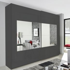 Rauch Miramar Basalt Glass and Mirror Front Sliding Door Wardrobe Available in 3 width Sizes 181cm 226cm and 271cm