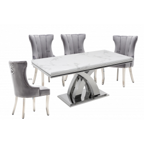 Ottavia White Dining Table with florence chairs