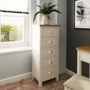 Kettle Interiors RA-5DN-TR Ramada RA Painted Oak Dove Grey 5 Drawer Chest - Painted Wood Bedroom Furniture