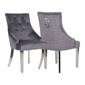 Chelsea Grey Lion Knockerback Dining Chairs
