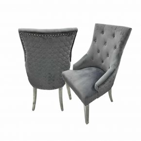 Roma Plush Velvet Fabric Dining Chairs with No Knockers