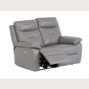 Chicago 2 Seater Grey Leather Power Recliner Sofa