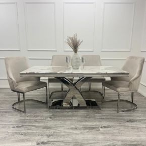 Ottavia Marble Dining Table Set with 6 stylish chairs