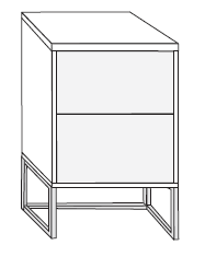 2 Drawer Bedside In Glass Front (Angled Chrome Feet)