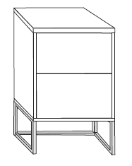 2 Drawer Bedside In Carcase(Angled Chrome Feet)