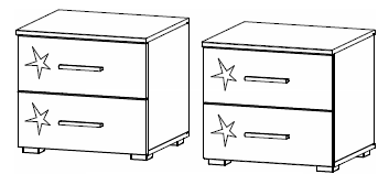 2 Drawer Bedside - Pair