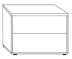 2 Drawer Bedside In Carcase(Sliding Feet)