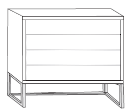4 Drawer Chest Front in Carcase Colour (Angled Feet)