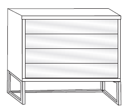 4 Drawer Chest Glass Front (Angled Feet)