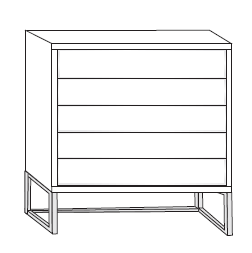 5 Drawer Chest Front In Carcase Colour (Angled Feet)