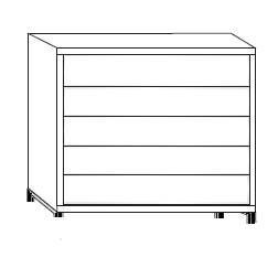 5 Drawer Chest Front In Carcase Colour (Sliding Feet)