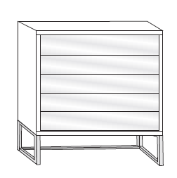 5 Drawer Chest Glass Front (Angled Feet)