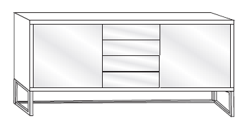 Combi Dresser Glass Front (Angled Feet)