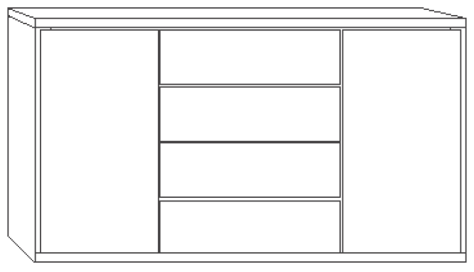 Combination Dresser 2 Door 4 Drawer