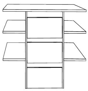 Drawer insert with 3 drawers and wooden 96.4 CM
