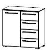 chest of drawers (1 door, 4 drawers)
